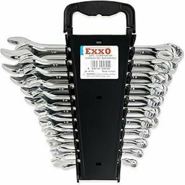 Exxo 22 Piece Combination Wrench Set, 8-18mm, Chrome Vanadium Steel 8150